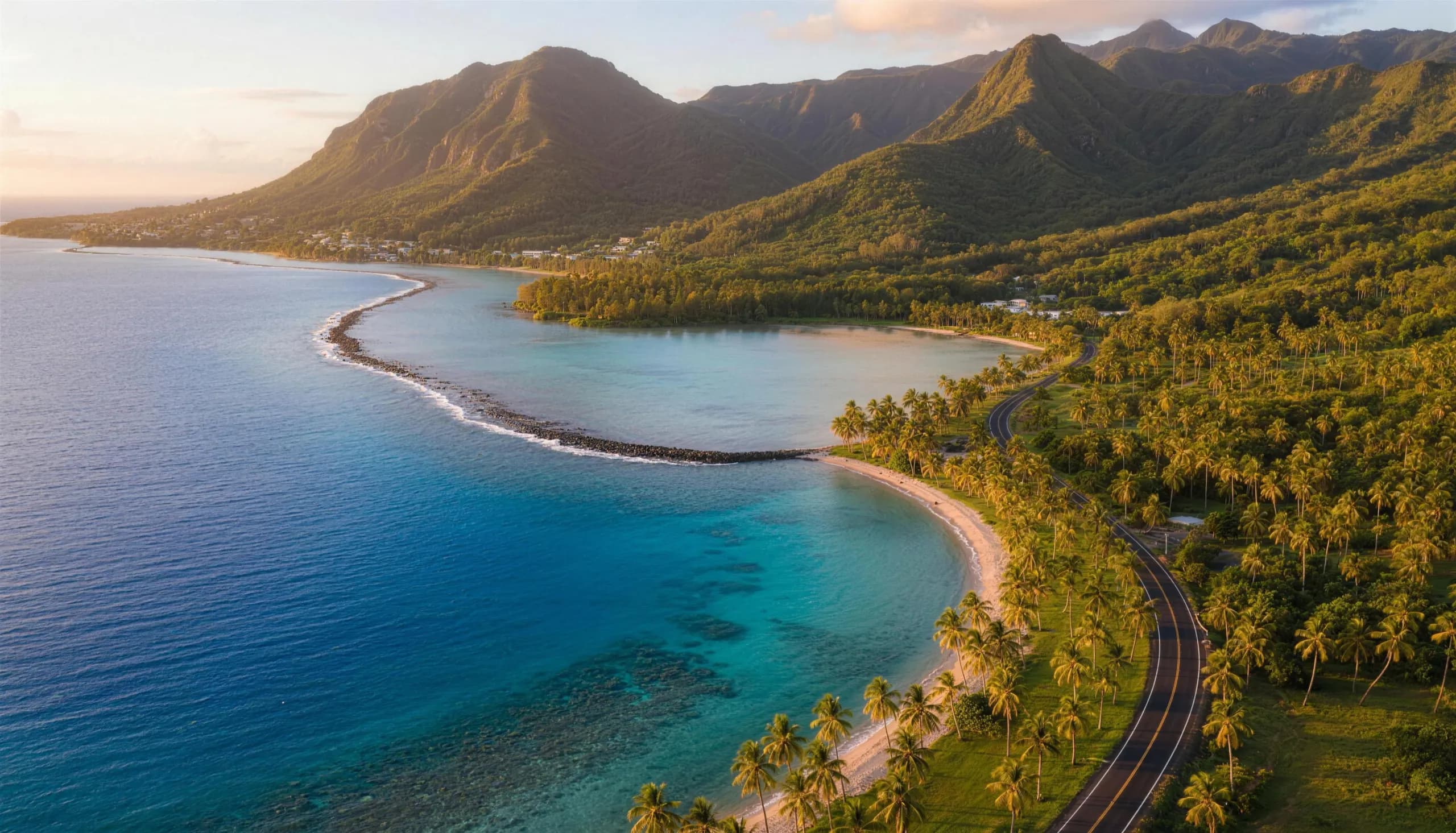 Paysage de La Réunion au coucher du soleil